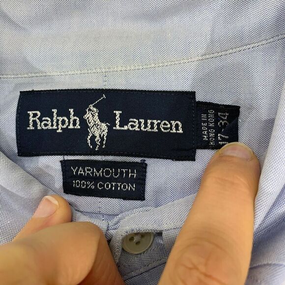 Ralph Lauren Yarmouth Shirt Size 17 34 Classic Fit Long Sleeve Button Front Blue - Picture 7 of 10